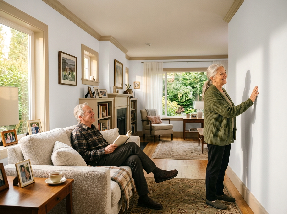 Senior citizens enjoying their freshly painted home